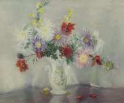 Натюрморт с цветами в белой вазе